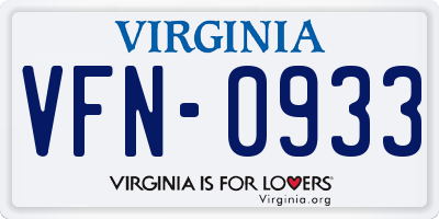 VA license plate VFN0933