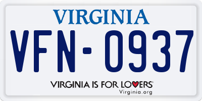 VA license plate VFN0937