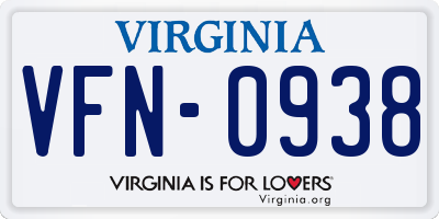VA license plate VFN0938