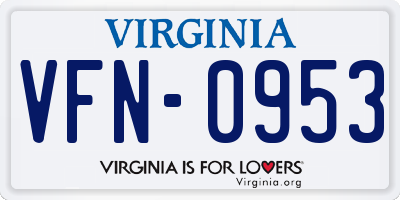 VA license plate VFN0953