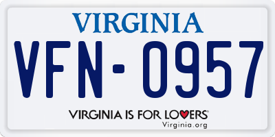 VA license plate VFN0957