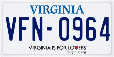 VA license plate VFN0964