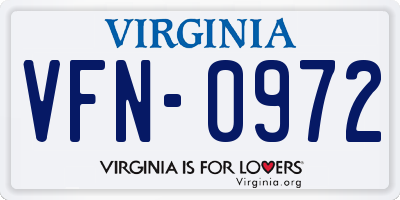 VA license plate VFN0972