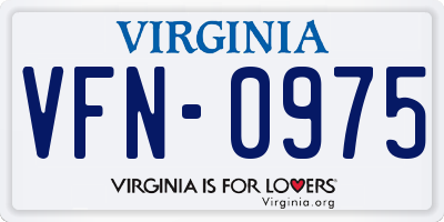 VA license plate VFN0975