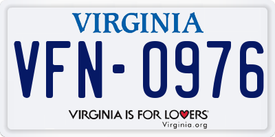 VA license plate VFN0976