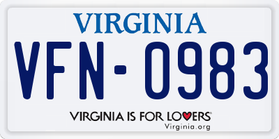 VA license plate VFN0983
