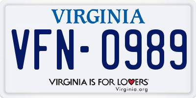 VA license plate VFN0989