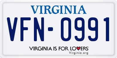 VA license plate VFN0991