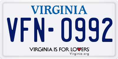 VA license plate VFN0992