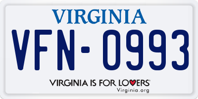 VA license plate VFN0993