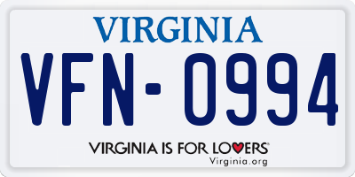 VA license plate VFN0994