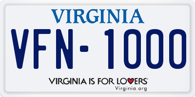 VA license plate VFN1000