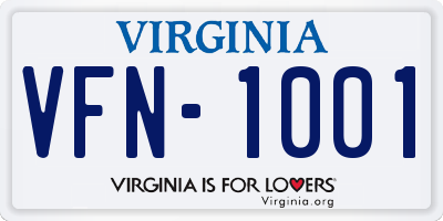 VA license plate VFN1001