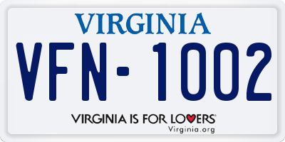 VA license plate VFN1002