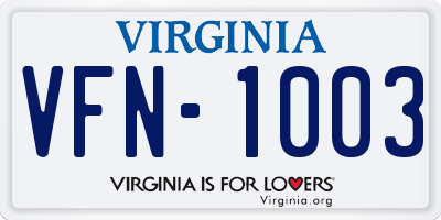 VA license plate VFN1003