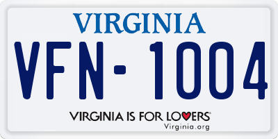VA license plate VFN1004