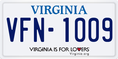 VA license plate VFN1009