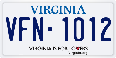 VA license plate VFN1012