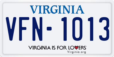 VA license plate VFN1013