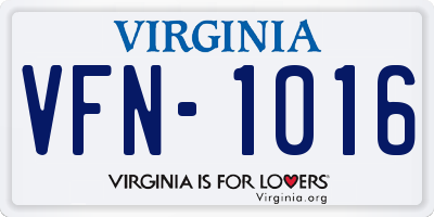 VA license plate VFN1016