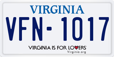 VA license plate VFN1017