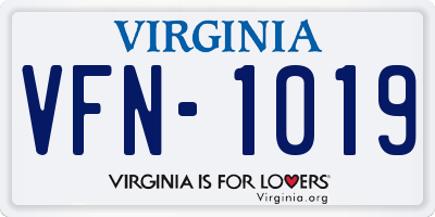 VA license plate VFN1019