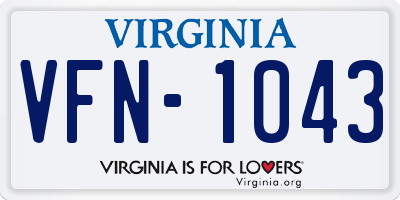 VA license plate VFN1043