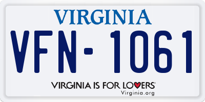 VA license plate VFN1061