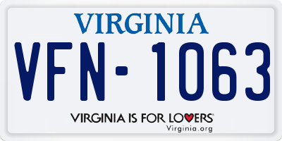 VA license plate VFN1063