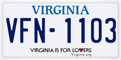 VA license plate VFN1103