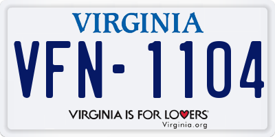 VA license plate VFN1104