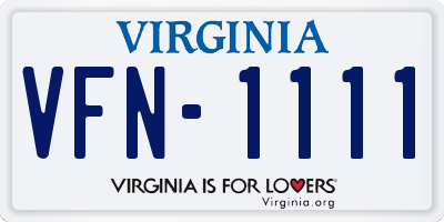 VA license plate VFN1111