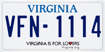 VA license plate VFN1114