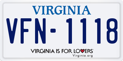VA license plate VFN1118