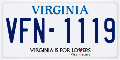 VA license plate VFN1119