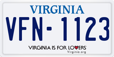 VA license plate VFN1123