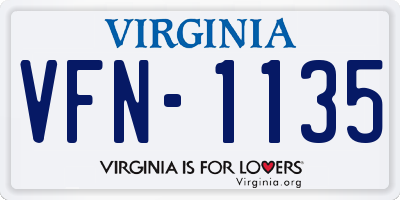 VA license plate VFN1135