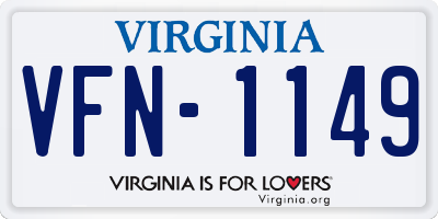 VA license plate VFN1149