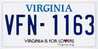 VA license plate VFN1163