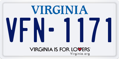 VA license plate VFN1171
