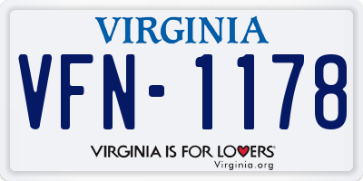 VA license plate VFN1178
