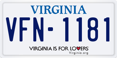 VA license plate VFN1181