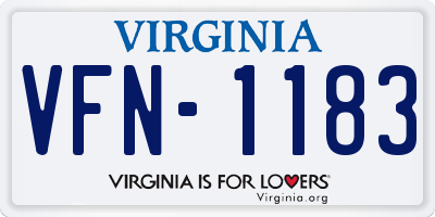 VA license plate VFN1183