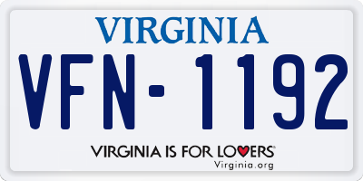 VA license plate VFN1192
