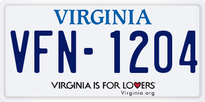 VA license plate VFN1204
