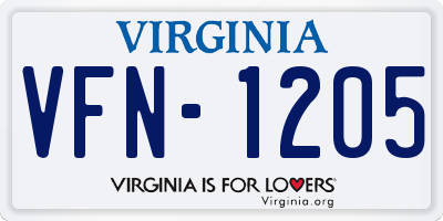 VA license plate VFN1205