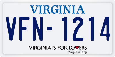 VA license plate VFN1214