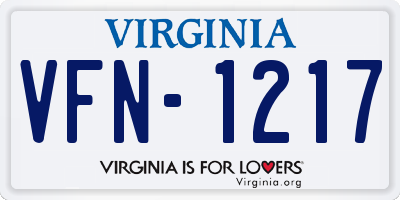 VA license plate VFN1217