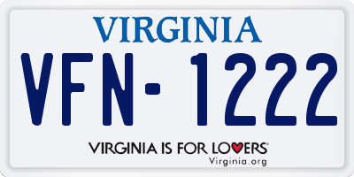 VA license plate VFN1222