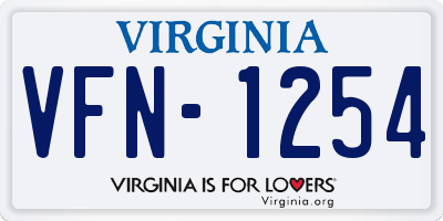 VA license plate VFN1254